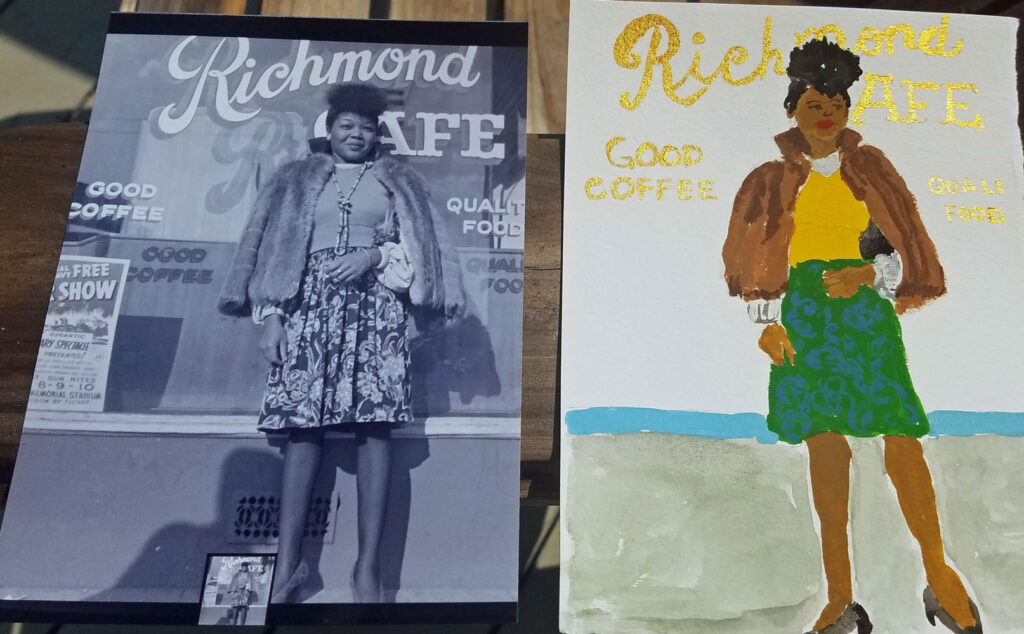 sande smith drawing of Dorothea Lange Richmond portrait