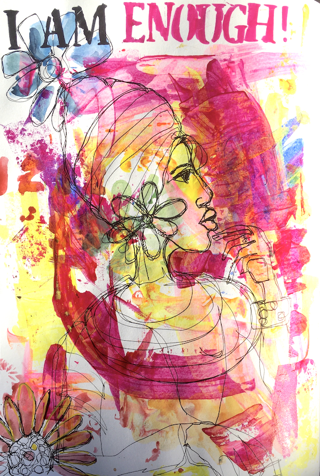 I am Enough painting in acrylic by Sande Smith
