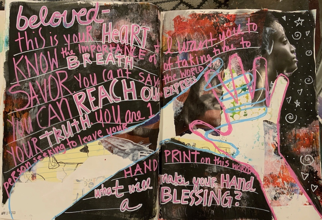collage art with handwritten text by Sande Smith