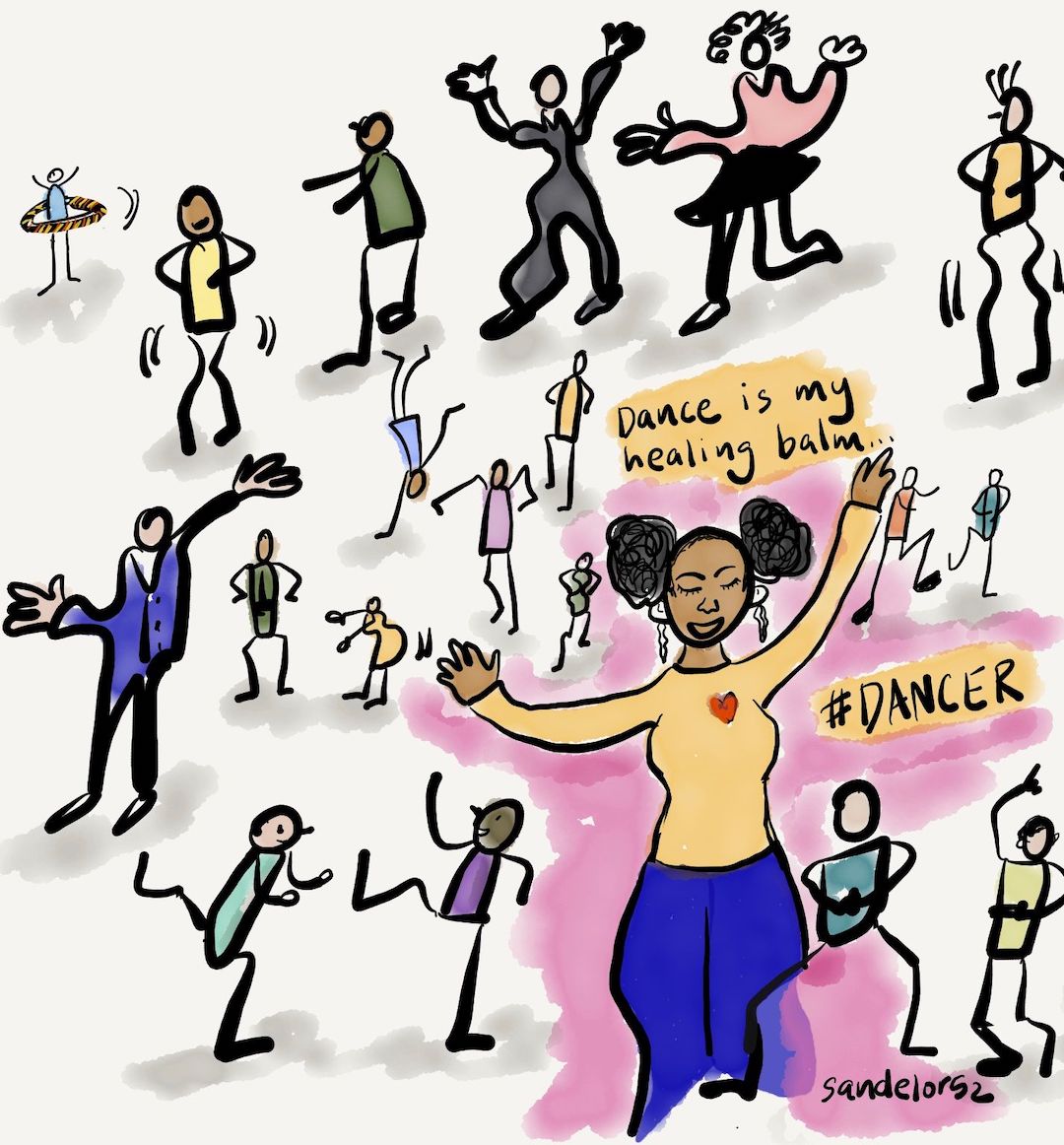 digital drawing by Sande Smith of bodies dancing and moving digital drawing by Sande Smith of bodies dancing and moving