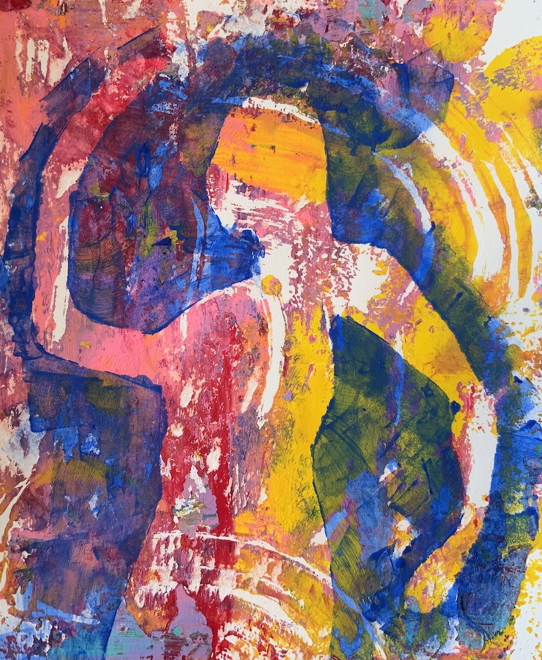 colorful artwork a silhouette of a woman with strong moving arms